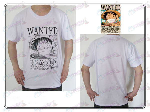 One Piece Tarvikkeet Luffy Wanted T-paita (valkoinen)