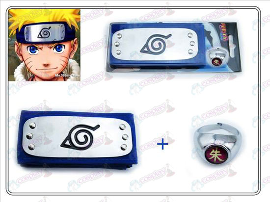 Naruto Konoha sininen panta + Collectors Edition Zhu Zi Ring