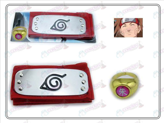 Naruto Konoha punainen panta + Viisi Zhu Zi Ring