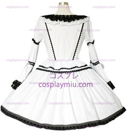 Black And White Lace Trimmattu Gothic Lolita Cosplay Dress