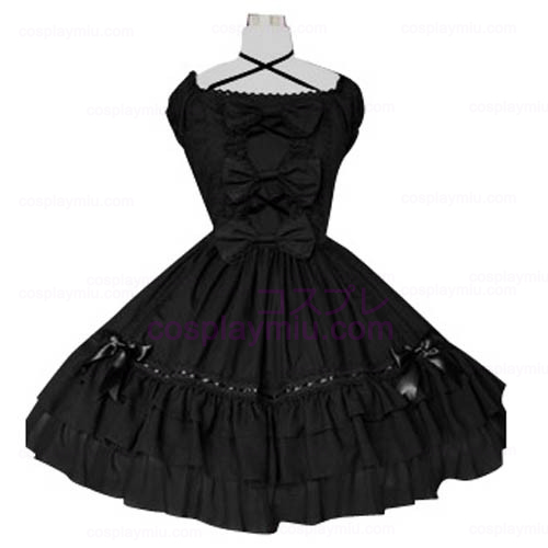 Musta puhvihihat Classic Lolita Cosplay Dress