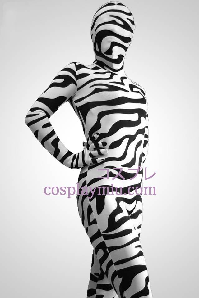 Black And White Zebra kuvio Zentai Suit