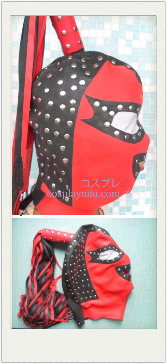 Red Black and Nail-muotoinen SM Latex Maski Horsetail