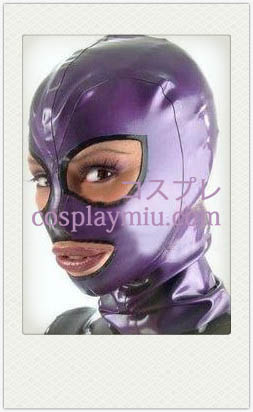 Sexy Purple Nainen Latex Mask silmät auki ja suu