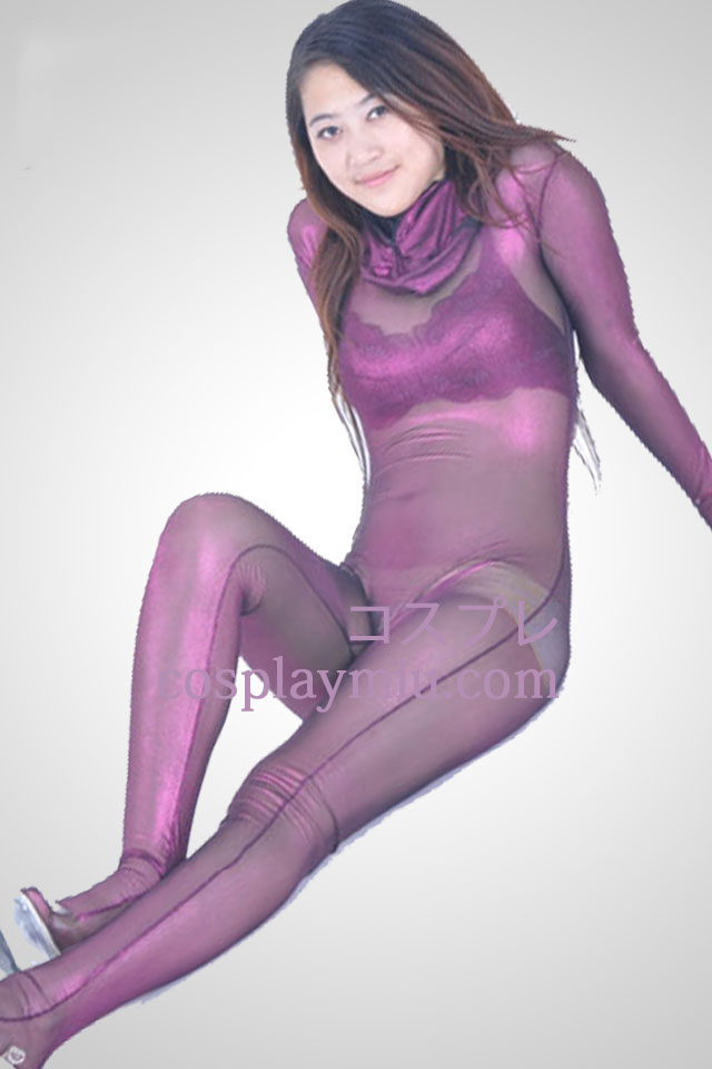 Purple Velvet läpikuultava Zentai Suit