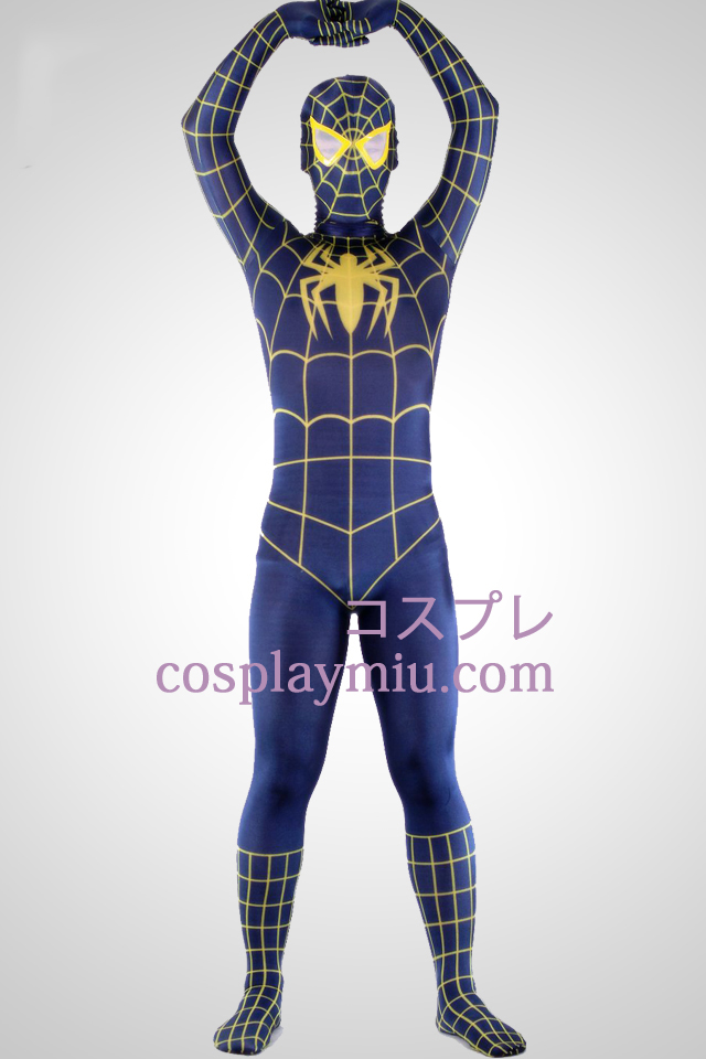 Sininen ja keltainen Lycra Spandex Spiderman Superhero Zentai Suit
