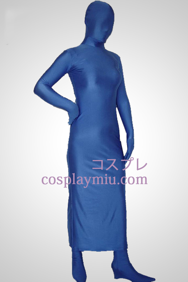 Sininen Lycra Spandex Full Body Dress