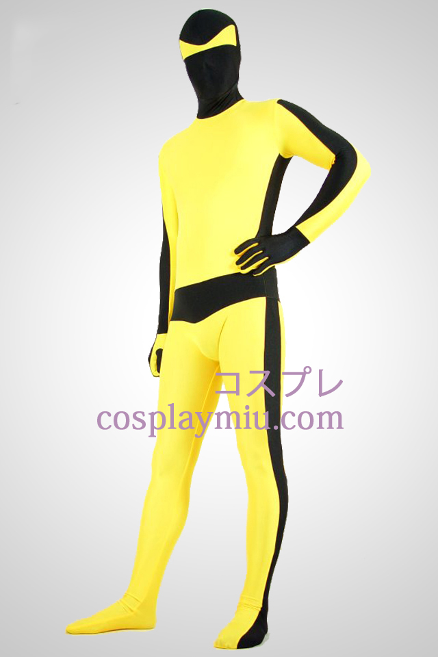 Keltainen ja musta Bruce Lee Lycra Spandex Unisex Zentai Suit