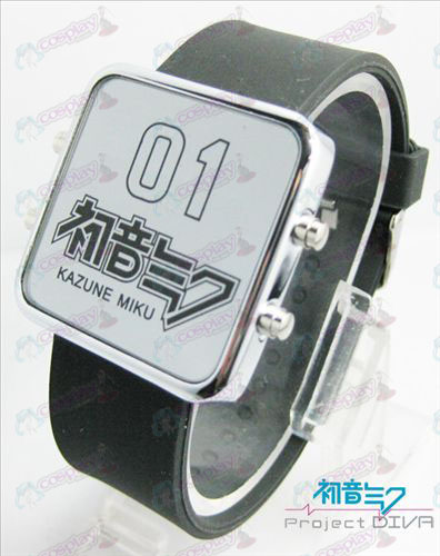 Hatsune Miku Tarvikkeet ohut kylmä kilpi punainen LED watch - klassinen musta hihna
