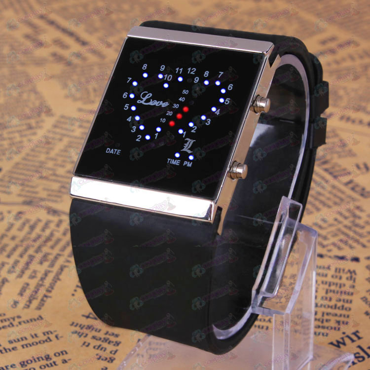 Death Note RekvisiittaL logo musta rakkaus LED Watch