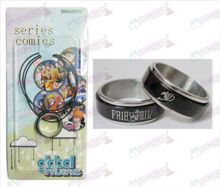 Fairy Tail Asusteet Musta Steel Ring Kaulakoru kuljettaja - Rope