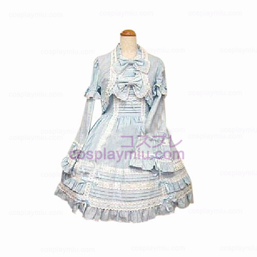 Sininen Söpö 2-osainen mekko pitkähihainen mekko Lolita Cosplay pukuja
