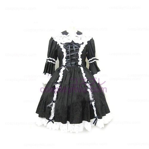 Tyylikäs Burgundy pitkähihainen mekko Lolita Cosplay pukuja