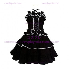 Räätälöity Musta Gothic Lolita Cosplay pukuja