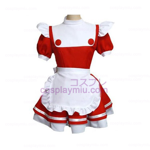 Punavalkoinen Maid Uuniform Lolita Cosplay pukuja