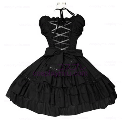Musta puhvihihat Classic Lolita Cosplay Dress