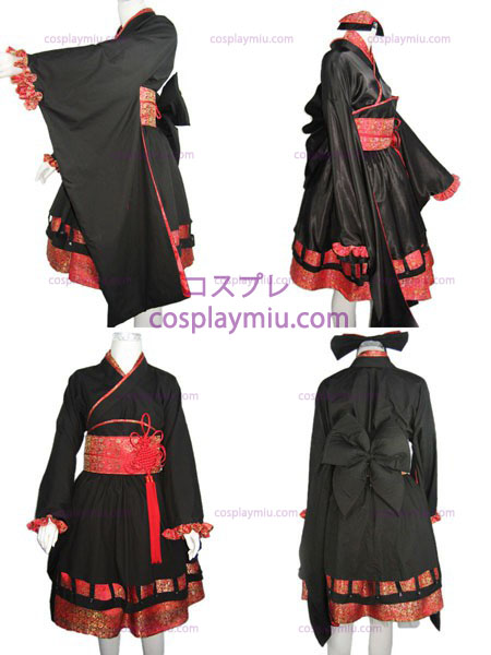 Gothic Lolita Japani SD musta cosplay puku