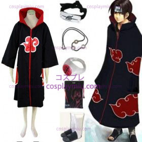 Naruto Akatsuki Itachi Uchiha Deluxe Cosplay pukuja ja lisävarusteet Set