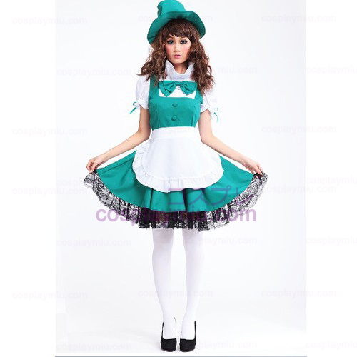 Valkoinen Esiliina ja vihreä hame Anime Lolita Maid Puvut