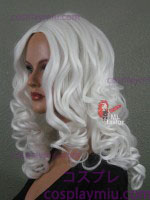 20" Valkoinen Curly Midpart Cosplay Wig