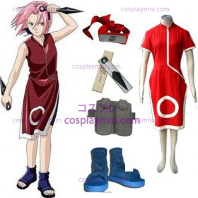 Naruto Sakura Haruno Cosplay pukuja ja lisävarusteet Set