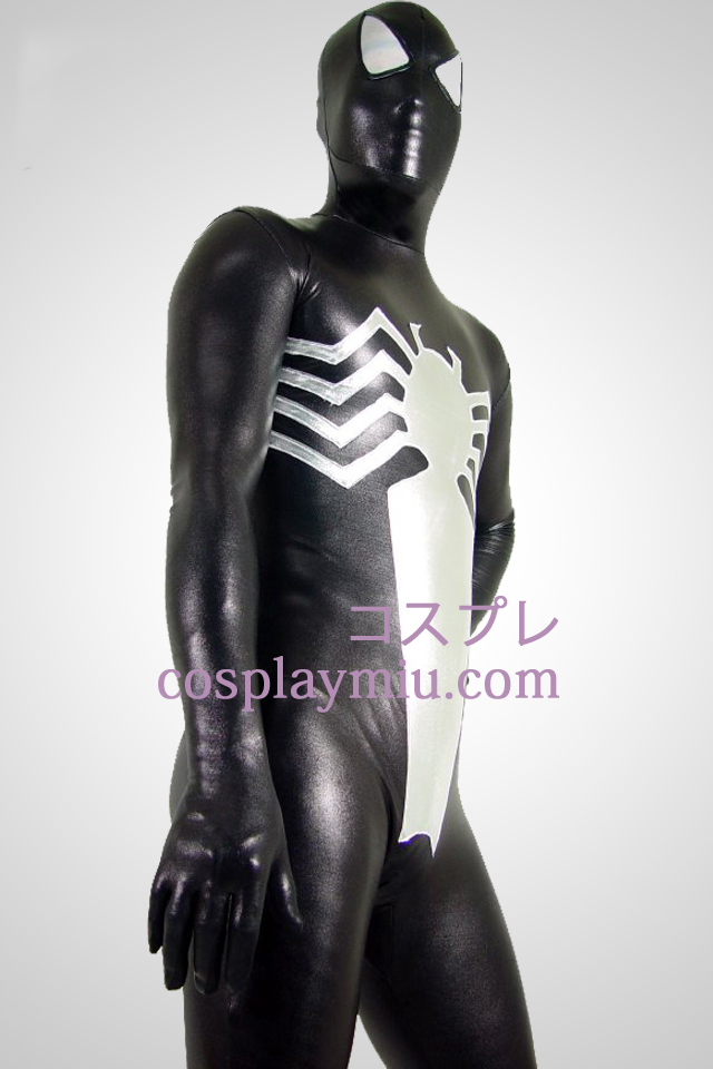 Musta ja hopea Spiderman Shiny Metallic Superhero Zentai Suit