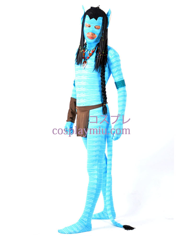 Blue Avatar Lycra Spandex Superhero Zentai With Peruukki ja tarvikkeet