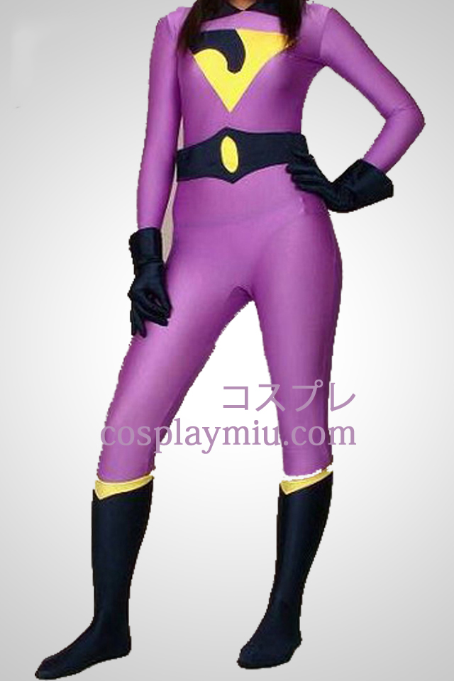 Purple Lycra Spandex Superhero Zentai Ilman Hood