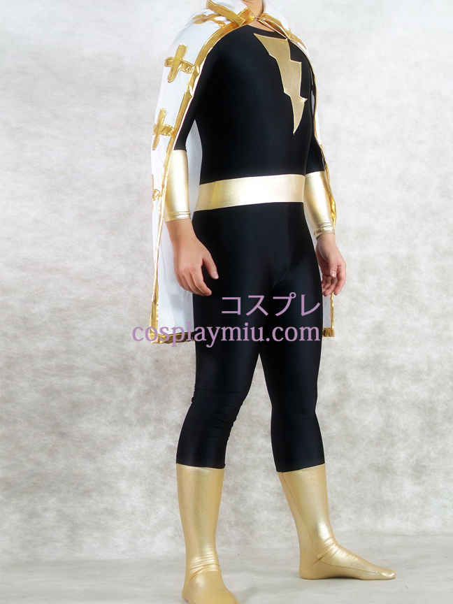 Kulta ja musta kiiltävä Metallic Unisex Superhero Zentai Suit