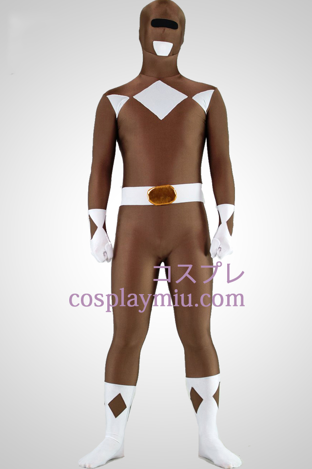 Mighty zentaiin Kahvi Ranger Lycra Spandex Superhero Zentai Suit