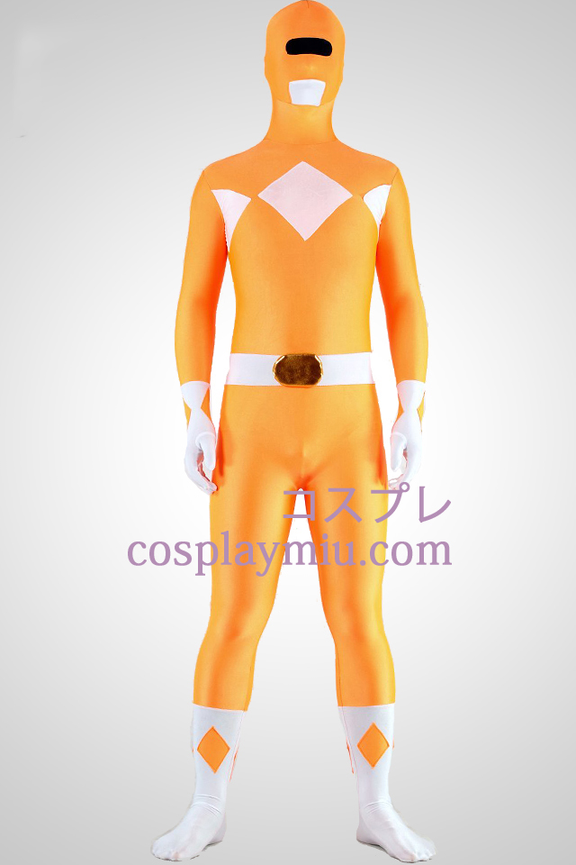 Mighty zentaiin Keltainen Ranger Lycra Spandex Superhero Zentai Suit