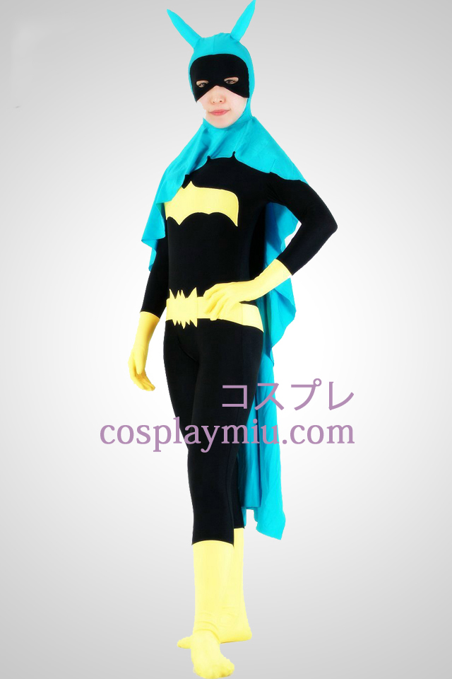 Bat Woman Lycra Superhero Zentai puku Cape