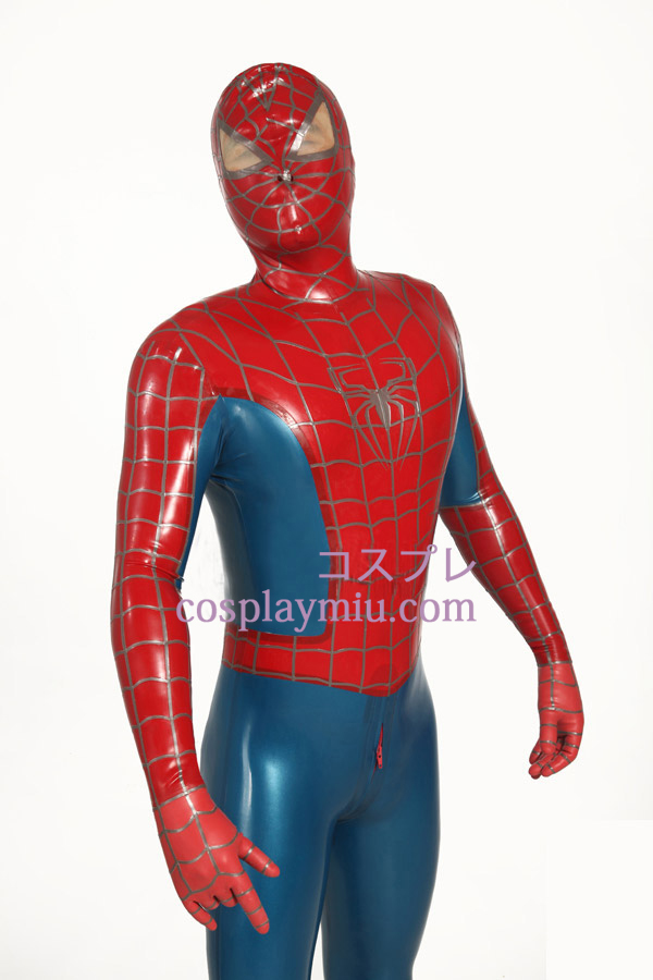 Punainen ja sininen raidallinen Spiderman Superhero Zentai Suit