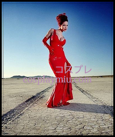 Red Sexy Nainen Latex pitkä mekko