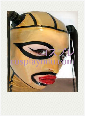 Keltainen ja musta vuorattu Latex Maski Wig, Open silmät ja suu