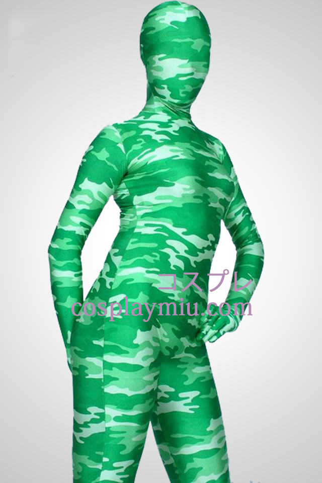 Vaaleanvihreä naamiointi väri Lycra Spandex Zentai Suit