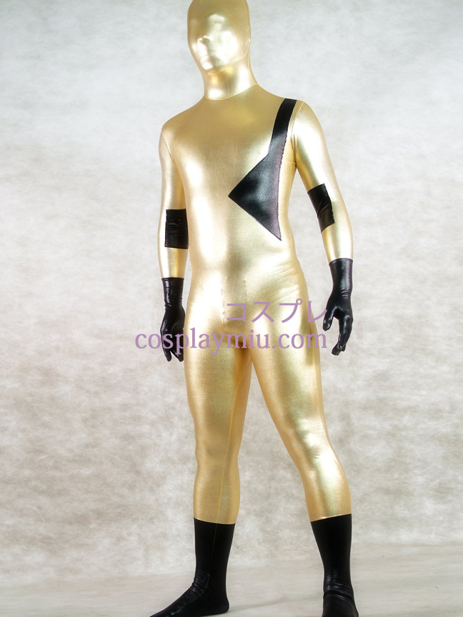 Shiny Metallic kulta ja musta Unisex Zentai Suit