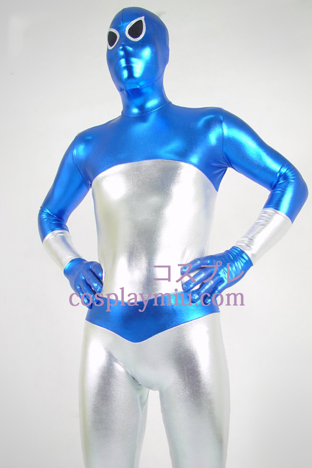 Sininen ja hopea Shiny Metallic Zentai Suit