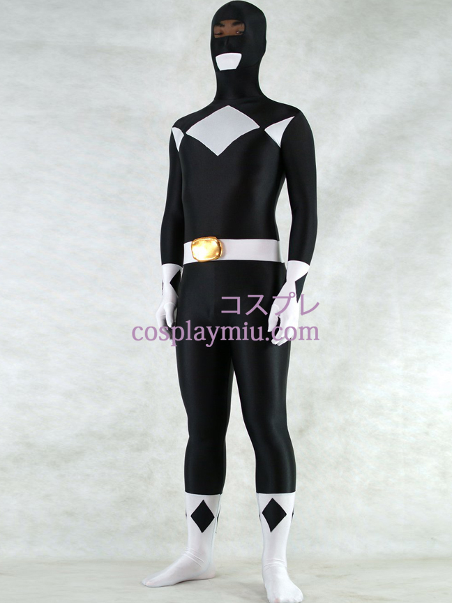 Valkoinen ja musta Lycra Spandex Unisex Zentai Suit