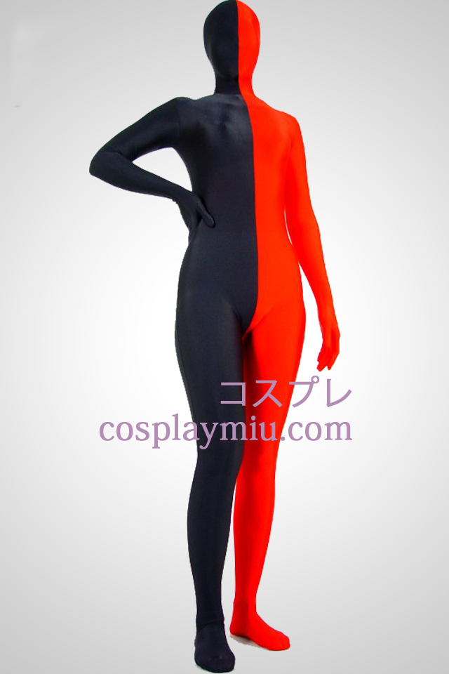 Punainen ja musta Lycra Spandex Unisex Zentai Suit