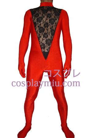 Punainen Musta Lycra Lace Zentai Suit
