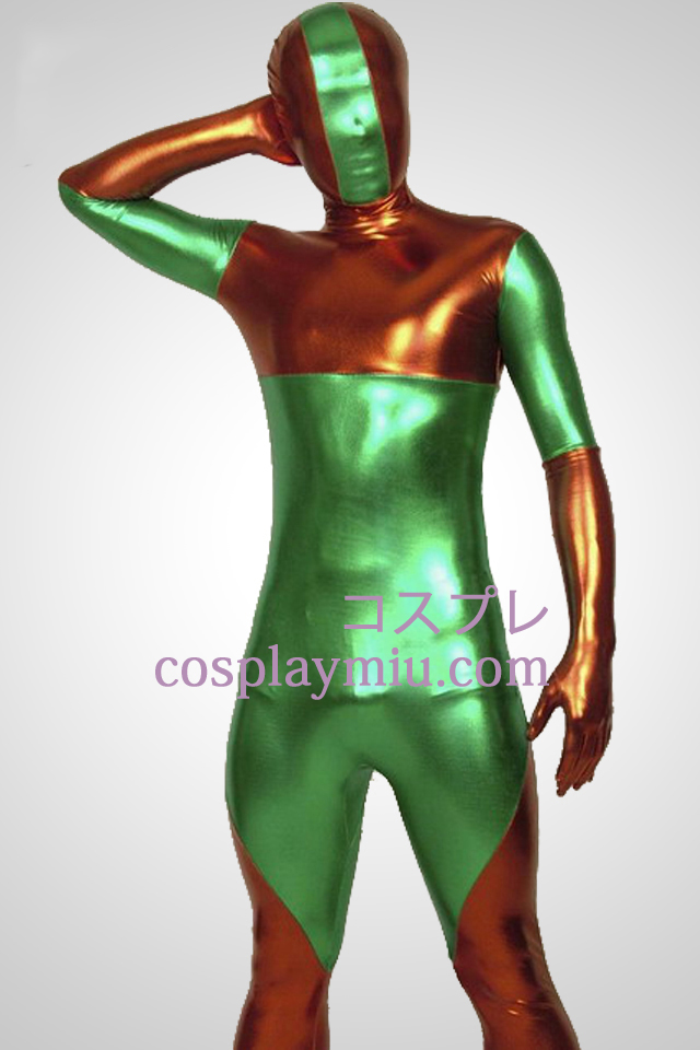Punainen ja vihreä Lycra Shiny Metallic Zentai Suit