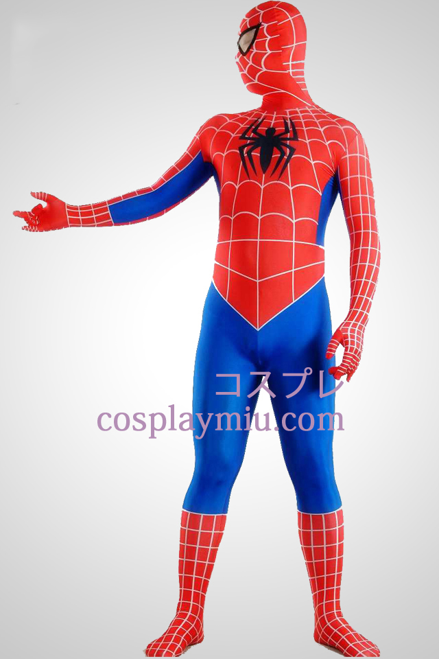 Punainen Sininen Stripes Lycra Spandex Spiderman Superhero Zentai Suit