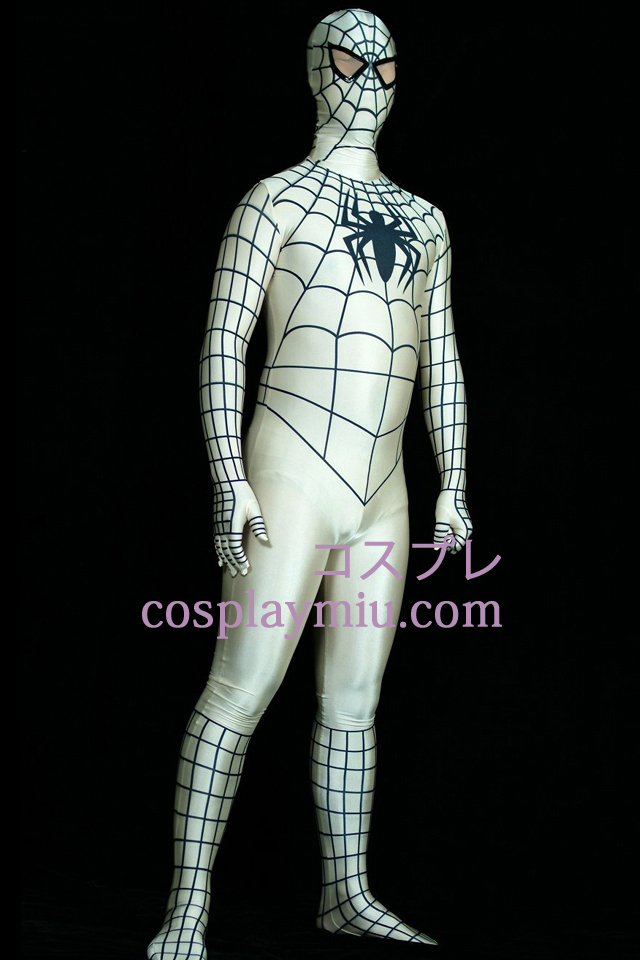 Valkoinen Lycra Spandex Spiderman Superhero Zentai Suit