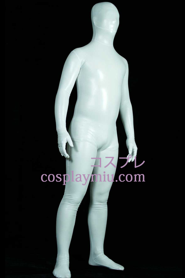 Valkoinen Shiny Metallic Full-Body Zentai Suit