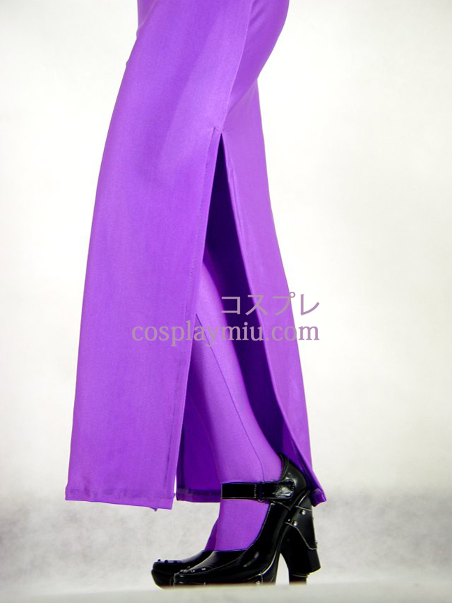 Purple Lycra Spandex Nainen Zentai hame Style