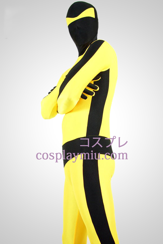 Keltainen ja musta Bruce Lee Lycra Spandex Unisex Zentai Suit