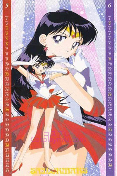 Sailor Moon Hino Rei Sailor Mars Long Cosplay peruukki